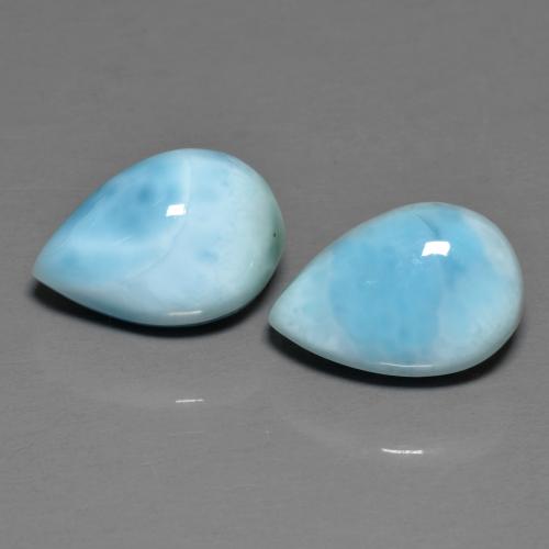 Pedras preciosas de larimar azul natural de 6,44 ct, formato de pêra, opaco