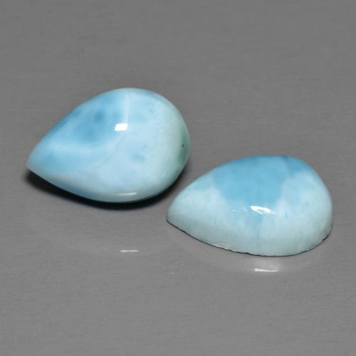Pedras preciosas de larimar azul natural de 6,44 ct, formato de pêra, opaco