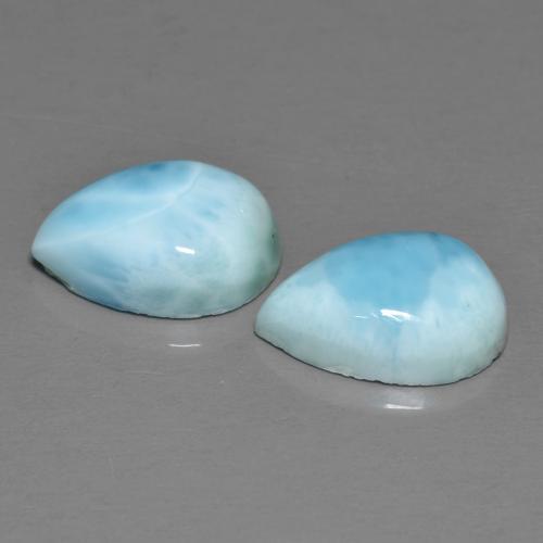 Pedras preciosas de larimar azul natural de 6,44 ct, formato de pêra, opaco