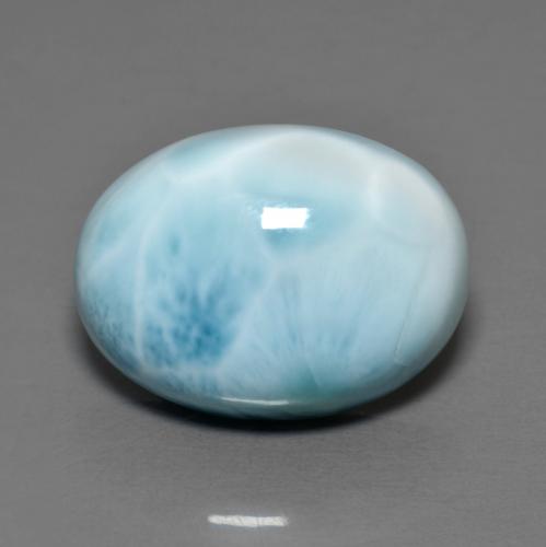 Larimar azul natural 7,96ct, corte oval, opaco