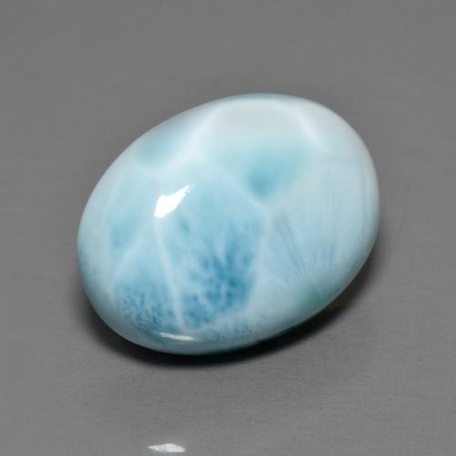 Larimar azul natural 7,96ct, corte oval, opaco