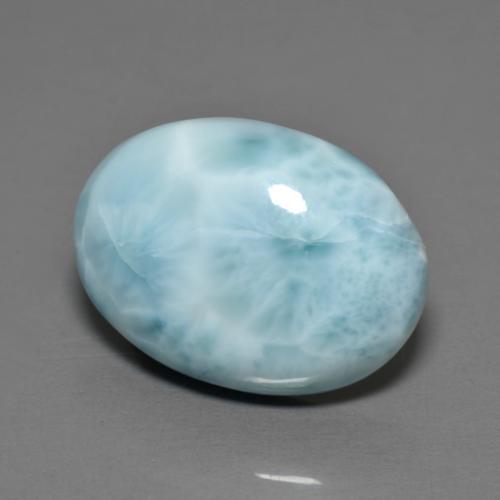 Larimar azul natural 6,89ct, corte oval, opaco