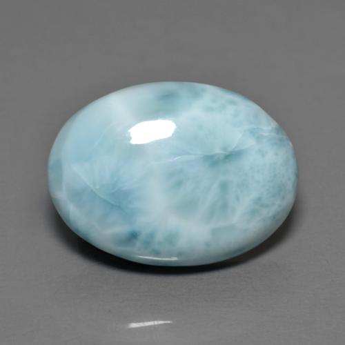 Larimar azul natural 6,89ct, corte oval, opaco