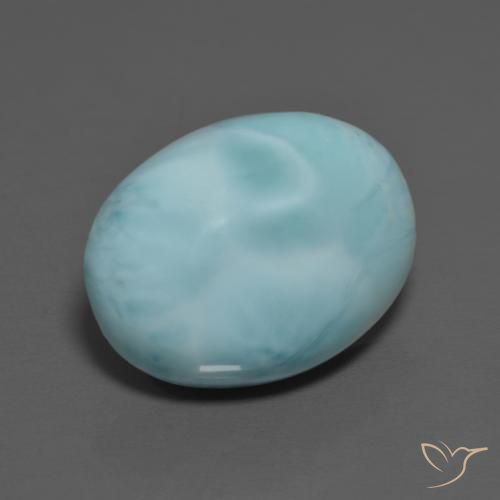 Larimar céu azul claro Natural 9.13ct, oval, Opaco