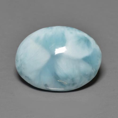 Larimar Azul Esverdeado Claro Natural 6.44ct, Corte Oval, Opaco