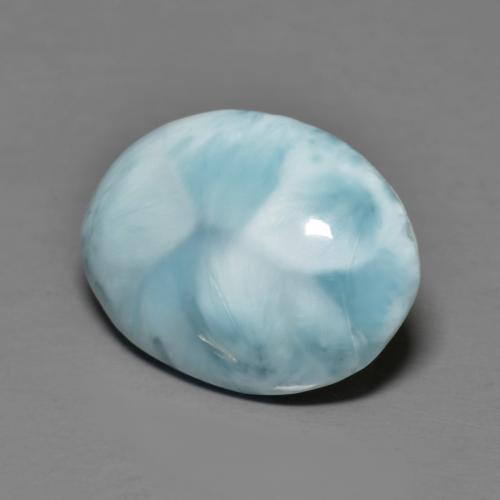 Larimar Azul Esverdeado Claro Natural 6.44ct, Corte Oval, Opaco