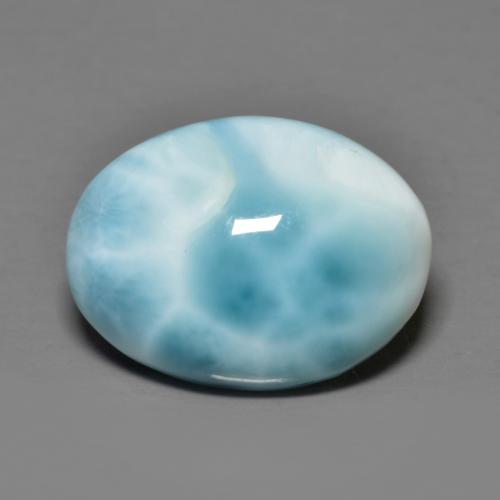 Larimar azul natural 7,30ct, corte oval, opaco