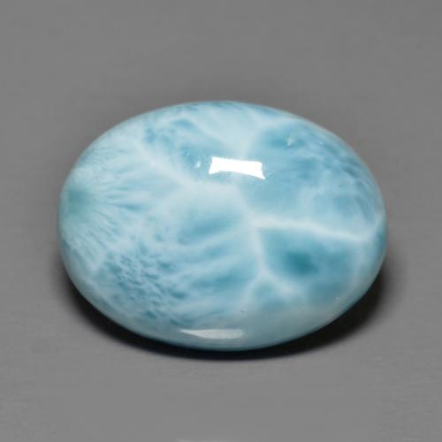 Larimar azul claro natural 8,39ct, corte oval, opaco