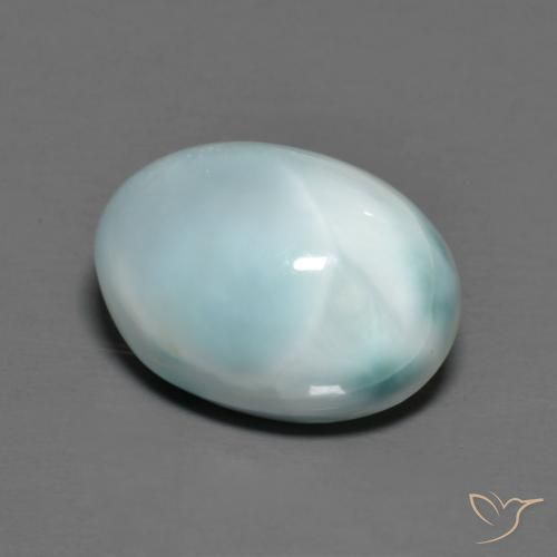 Larimar céu azul claro Natural 7.68ct, oval, Opaco