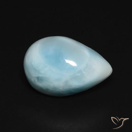 Larimar Azul claro verde Natural 3.28ct, Formato de pêra, Opaco