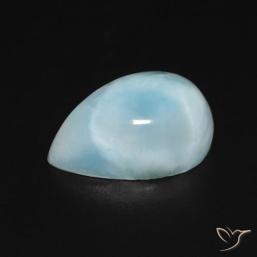 Larimar Azul claro verde Natural 3.28ct, Formato de pêra, Opaco