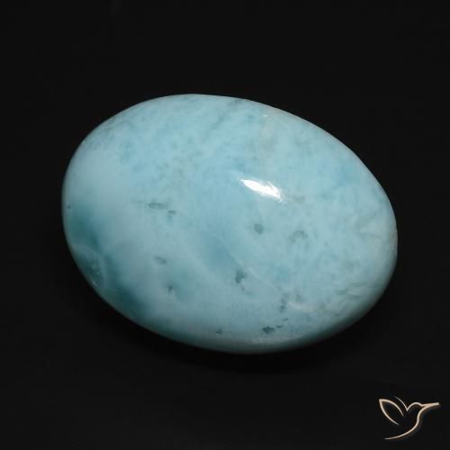 Larimar céu azul claro Natural 17.70ct, oval, Opaco