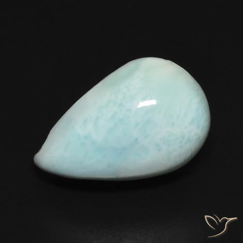 2.93ct Natural Azul verde Larimar, Formato de pêra, Opaco