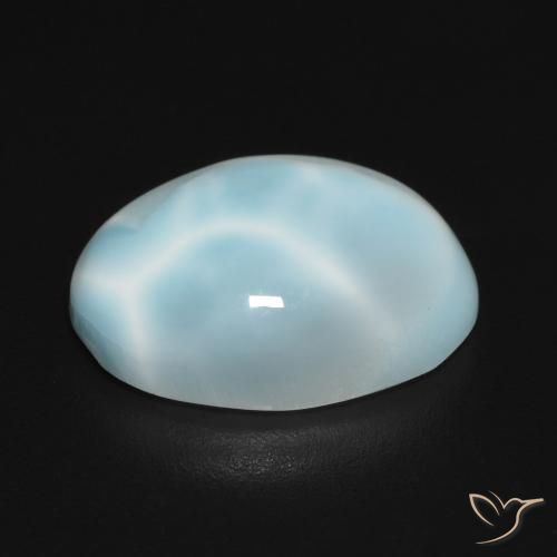 Larimar Azul Esverdeado Claro Natural 6.61ct, oval, Opaco