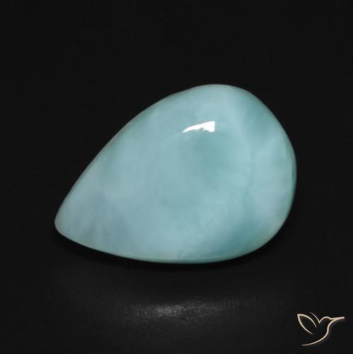 3.35ct Natural Azul verde Larimar, Formato de pêra, Opaco