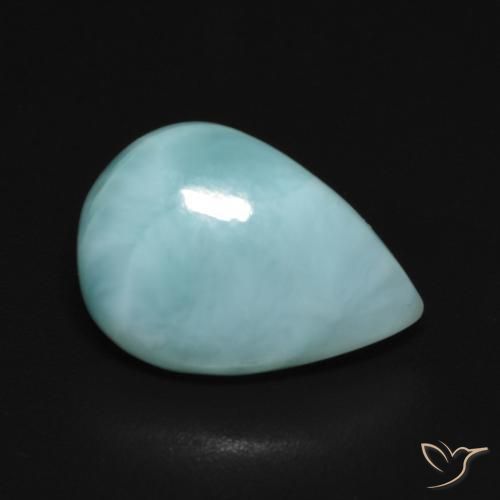 Larimar Azul verde Natural 3.35ct, Formato de pêra, Opaco