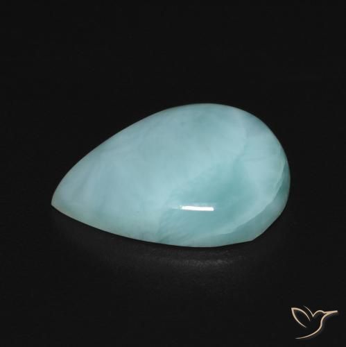 Larimar Azul verde Natural 3.35ct, Formato de pêra, Opaco