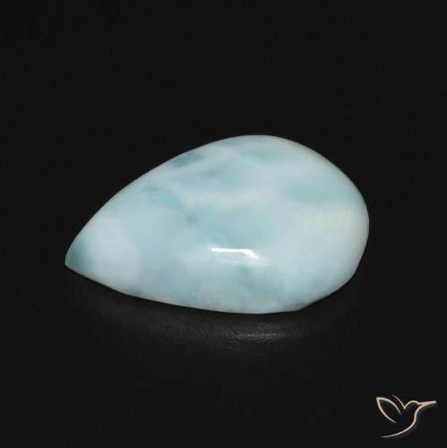 Larimar Azul Esverdeado Claro Natural 3.64ct, Formato de pêra, Opaco