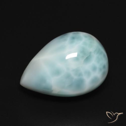 Larimar turquesa natural 5,18ct, formato de pêra, opaco