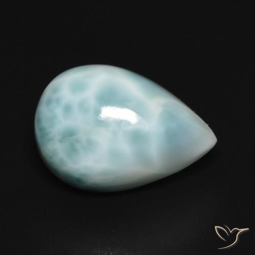 Larimar turquesa natural 5,18ct, formato de pêra, opaco