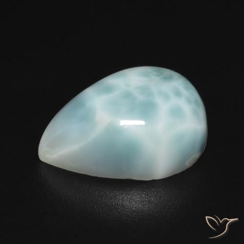 Larimar turquesa natural 5,18ct, formato de pêra, opaco