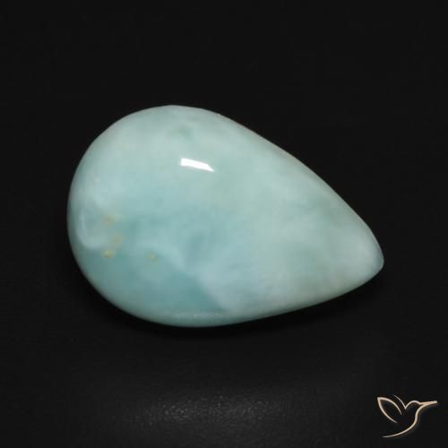 Larimar Azul Esverdeado Claro Natural 3.74ct, Formato de pêra, Opaco