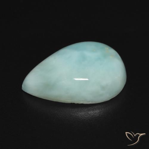 Larimar Azul Esverdeado Claro Natural 3.74ct, Formato de pêra, Opaco