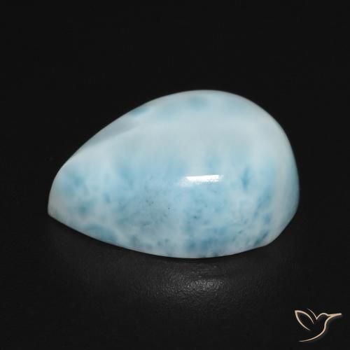 Larimar Azul Esverdeado Claro Natural 6.36ct, Formato de pêra, Opaco