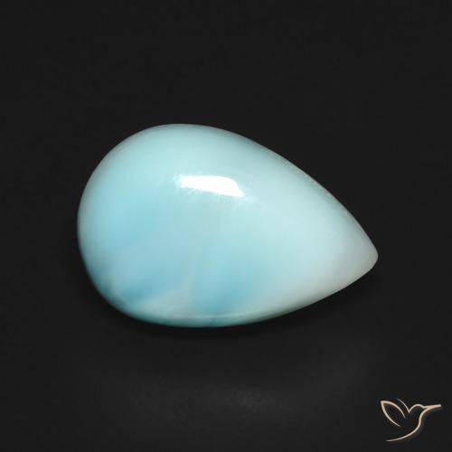 Larimar Azul Esverdeado Claro Natural 2.83ct, Formato de pêra, Opaco