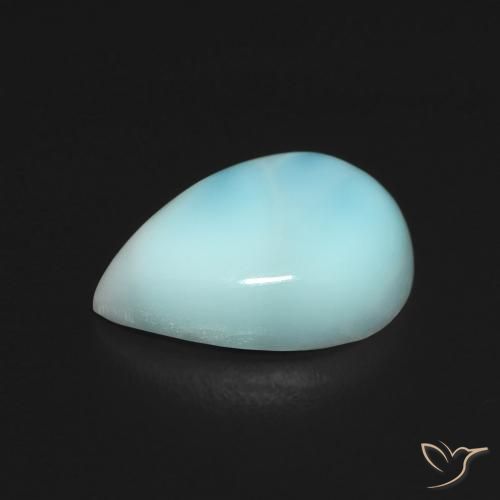 Larimar Azul Esverdeado Claro Natural 2.83ct, Formato de pêra, Opaco