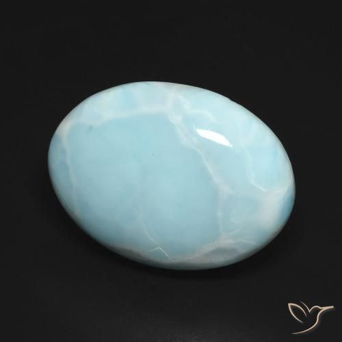 Larimar Azul Esverdeado Claro Natural 14.16ct, oval, Opaco