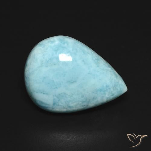 Larimar Azul verde Natural 7.02ct, Formato de pêra, Opaco