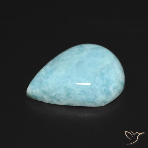 Larimar Azul verde Natural 7.02ct, Formato de pêra, Opaco