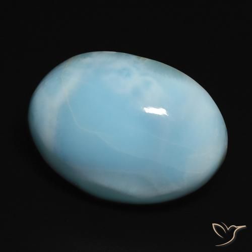 Larimar Azul claro verde Natural 17.89ct, oval, Opaco