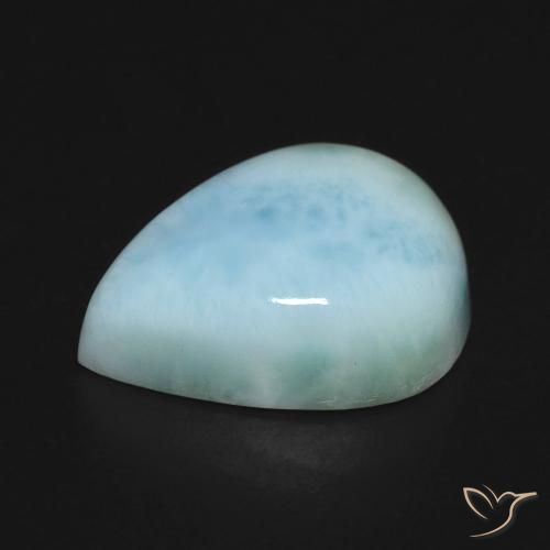 Larimar Azul Esverdeado Claro Natural 9.38ct, Formato de pêra, Opaco