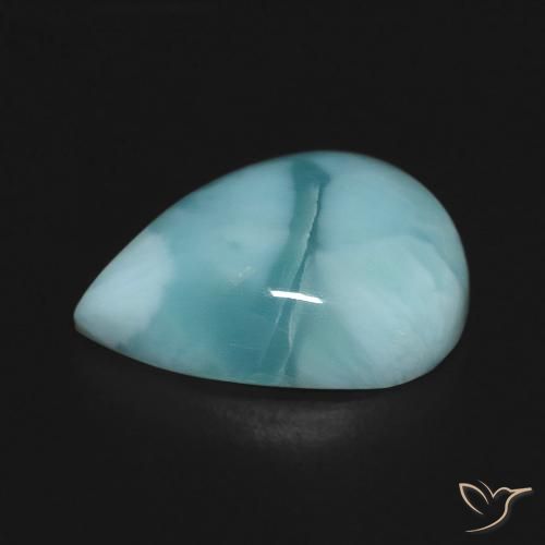 Larimar Azul verde Natural 4.90ct, Formato de pêra, Opaco