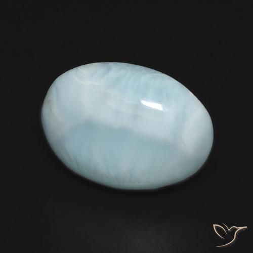 Larimar Azul Esverdeado Claro Natural 5.29ct, oval, Opaco