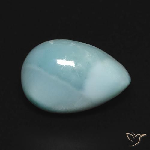 Larimar Azul Esverdeado Claro Natural 4.75ct, Formato de pêra, Opaco