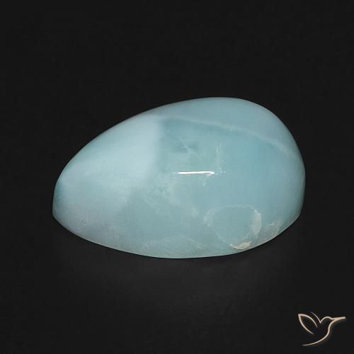 Larimar Azul Esverdeado Claro Natural 4.75ct, Formato de pêra, Opaco
