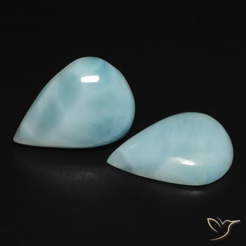 Pedras preciosas de Larimar Azul verde natural de 7.32 ct, Formato de pêra, Opaco