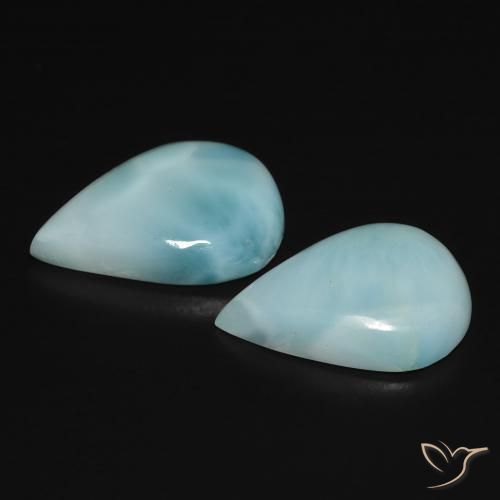 Pedras preciosas de Larimar Azul verde natural de 7.32 ct, Formato de pêra, Opaco