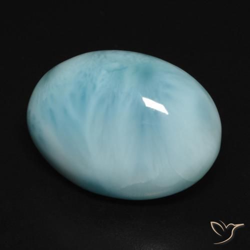 Larimar Azul Esverdeado Claro Natural 10.72ct, oval, Opaco