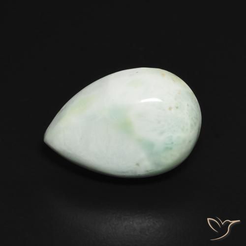 Larimar Amarelo Pálido Verde Natural 3.65ct, Formato de pêra, Opaco