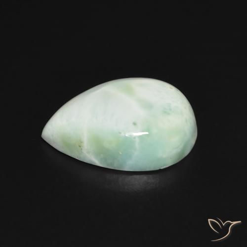 Larimar Amarelo Pálido Verde Natural 3.65ct, Formato de pêra, Opaco