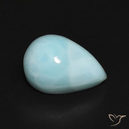Larimar Azul Esverdeado Claro Natural 2.94ct, Formato de pêra, Opaco