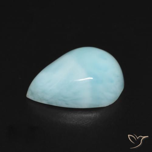 Larimar Azul Esverdeado Claro Natural 2.94ct, Formato de pêra, Opaco
