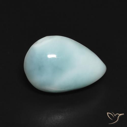 Larimar Azul Esverdeado Claro Natural 2.77ct, Formato de pêra, Opaco