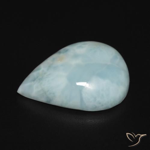 Larimar Azul Esverdeado Claro Natural 6.65ct, Formato de pêra, Opaco