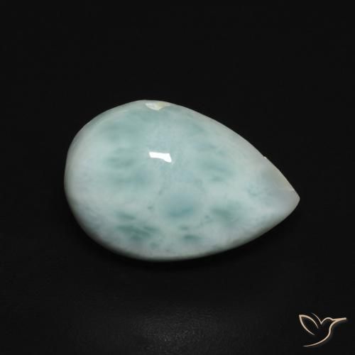 Larimar Azul verde Natural 4.17ct, Formato de pêra, Opaco