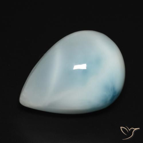 Larimar Azul verde Natural 9.45ct, Formato de pêra, Opaco